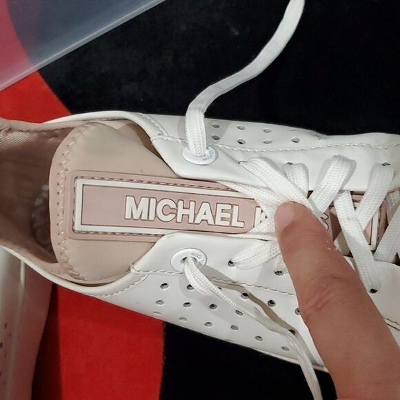 Michael Kors Platform Ace Sneaker in White & Blush Pink Rose Gold Size 7.5 - Picture 9 of 16